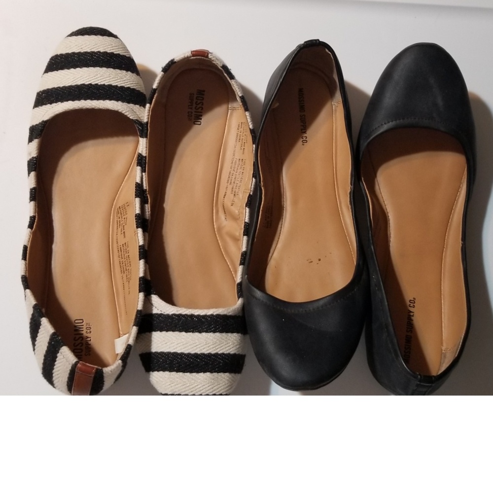2 pair of flats Striped and Black